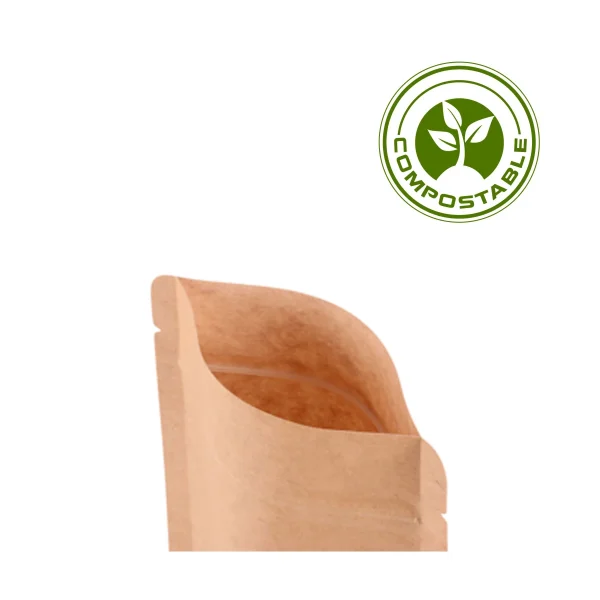 Doypack con fuelle Papel Kraft compostable sin aluminio - Imagen 2